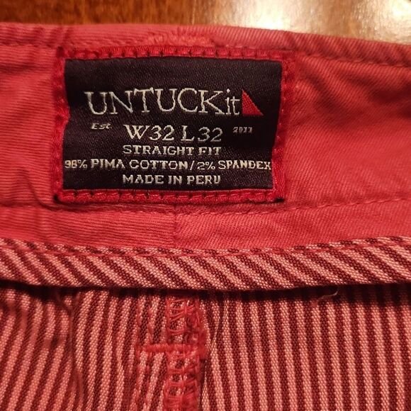 UNTUCKIT Straight Fit Mid Rise Stretch Casual Comfort Pants, 32" X 32", Red - Picture 7 of 8